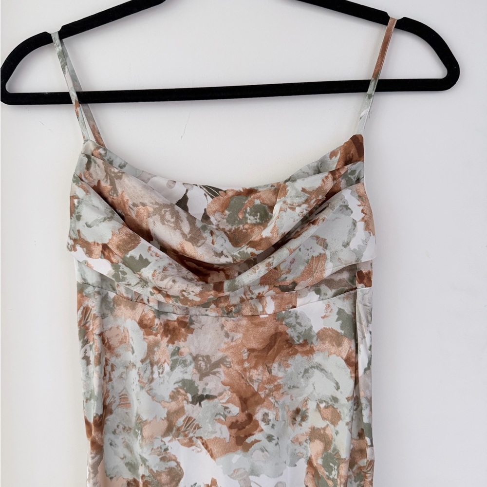 Floral Spaghetti Strap Cowl Neck Dress